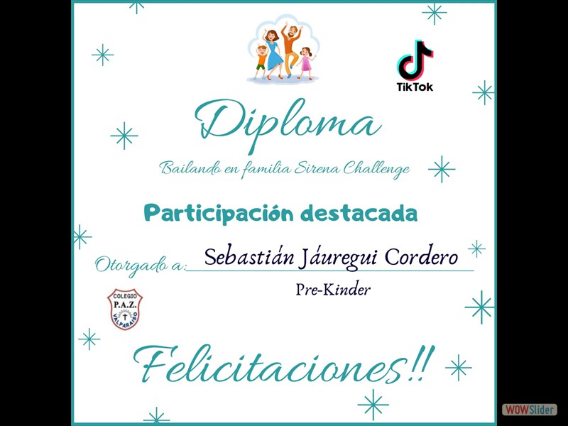 Diploma Sebastián Jáuregui pre-k